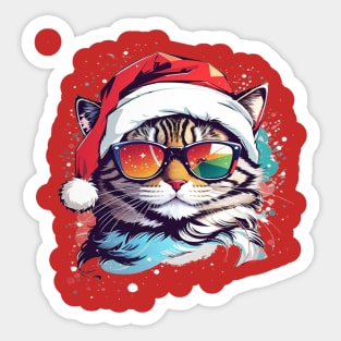 Christmas cat waring Christmas hat Sticker